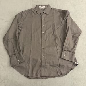 Robert Graham L Gray Black Geometric Spirals Shirt Men Flip Cuff Pattern Cotton